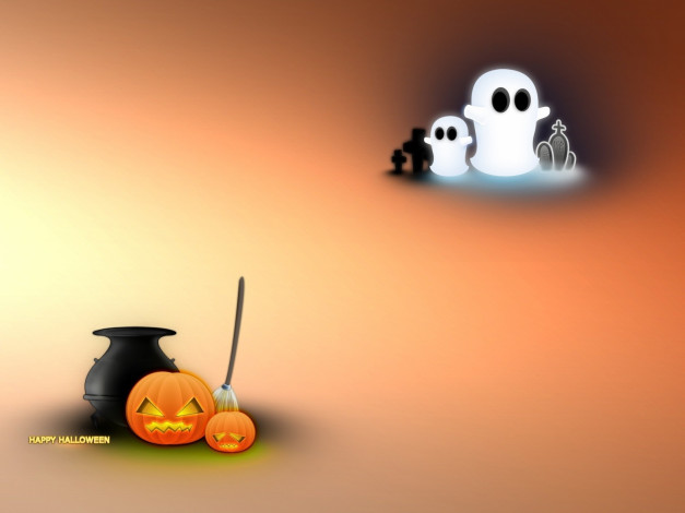 Обои картинки фото праздничные, хэллоуин, тыквы, призраки