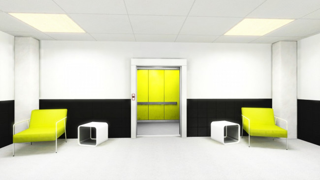 Обои картинки фото 3д графика, реализм , realism, стулья, комната, дверь