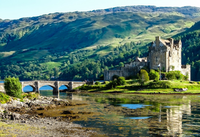 Обои картинки фото города, замок эйлен донан  , шотландия, мост, замок