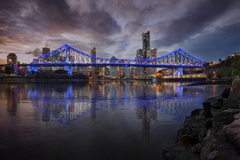 Картинка города -+мосты город небо вода здания утро мост огни