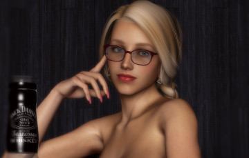 Картинка 3д+графика портрет+ portraits фон взгляд девушка очки