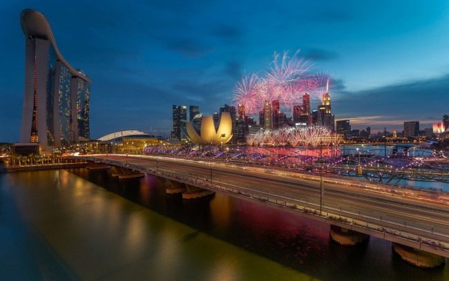 Обои картинки фото города, сингапур , сингапур, singapore, national, day, город, ночь, праздник