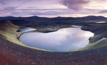 Картинка кратерные+озера +вейдивотн +исландия природа реки озера облака озеро горы