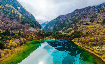 Картинка цзючжайгоу +китай природа реки озера озеро лес горы