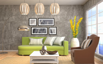 Картинка 3д+графика реализм+ realism интерьер гостиная мебель дизайн
