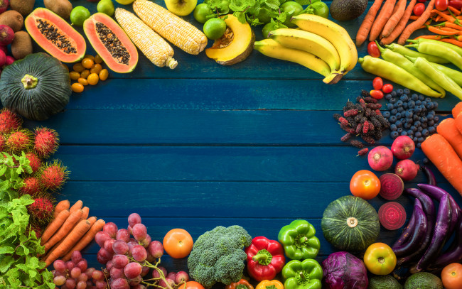 Обои картинки фото еда, фрукты и овощи вместе, ассорти, фон, фрукты, овощи