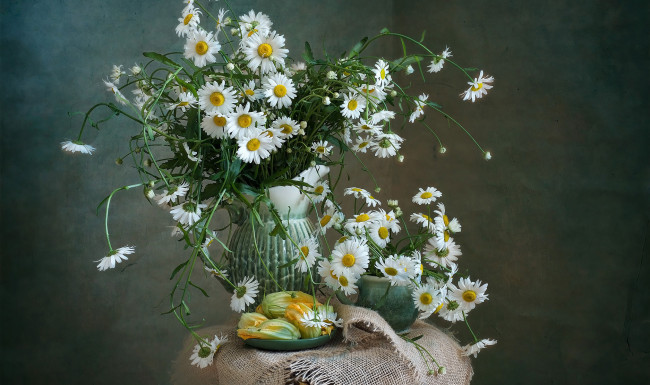 Обои картинки фото цветы, ромашки, ваза, букет