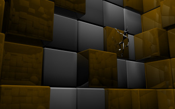 Картинка 3д графика fantasy фантазия существо тёмный кубики