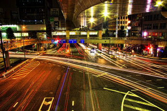 Картинка города токио Япония ночь дорога
