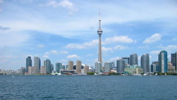 обоя города, торонто, канада, панорама, здания, небоскрёбы, мегаполис