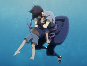 Картинка by+sebauchihaotaku аниме naruto под водой мальчик парень наруто uchiha sasuke арт