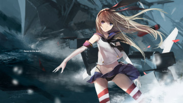 Картинка аниме kantai+collection трусики юбка оружие девушка shimakaze destroyer