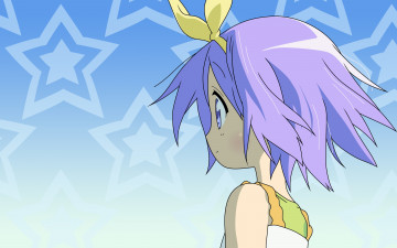 Картинка аниме lucky+star девушка взгляд фон