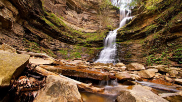 Картинка природа водопады поток вода камни