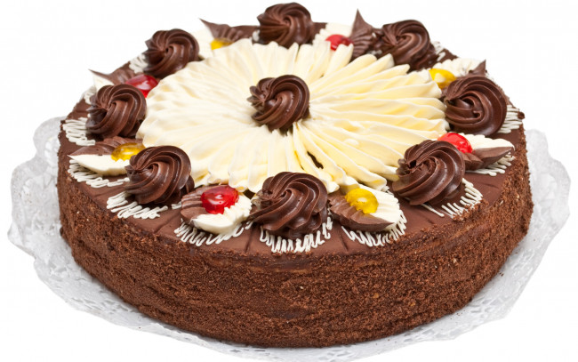 Обои картинки фото еда, торты, торт, кремом, с, шоколадным