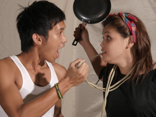 Картинка разное мужчина+женщина сковорода ссора