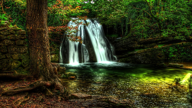 Обои картинки фото природа, водопады, деревья