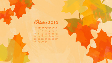 Картинка календари рисованные векторная графика осень клен листья