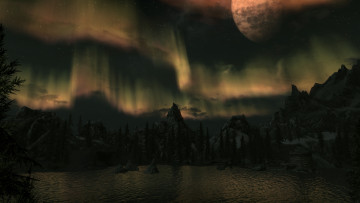 Картинка northern lights 3д графика nature landscape природа сияние ночь