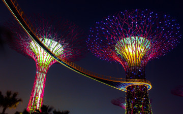 обоя города, сингапур, илюминация