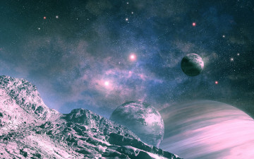 Картинка разное компьютерный дизайн горы планета звезды