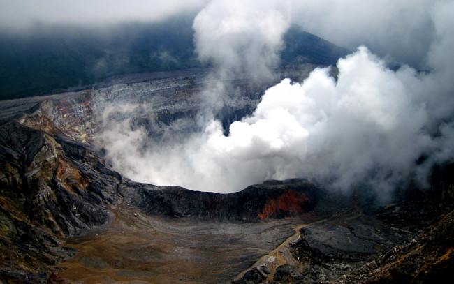 Обои картинки фото poas, природа, стихия, вулкан, кратер, дым