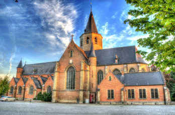 Картинка бельгия фландрия города католические соборы костелы аббатства парк площадь католическая церковь