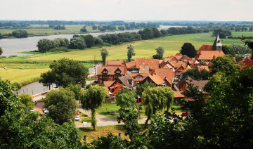 Картинка hitzacker германия города панорамы дома деревья поля