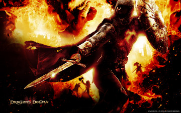 Картинка видео+игры dragon`s+dogma dragon's пламя атака воин игра dogma