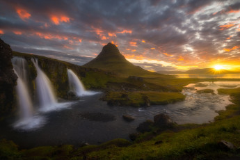 Картинка природа восходы закаты водопады гора закат