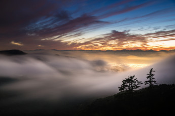 Картинка природа восходы закаты закат небо туман