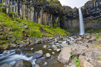 Картинка природа водопады камни скала поток