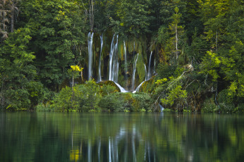Картинка природа водопады лес национальный парк плитвицкие озёра croatia водопад вода озеро хорватия деревья plitvice lakes national park