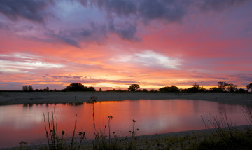 Картинка природа восходы закаты вечер небо озеро