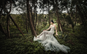 Картинка девушки -unsort+ азиатки девушка поза лес