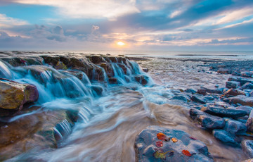 Картинка природа восходы закаты волны скалы океан