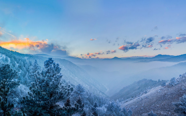 Обои картинки фото природа, зима, front, range, colorado, rocky, mountains, горы, колорадо, скалистые, передовой, хребет, панорама