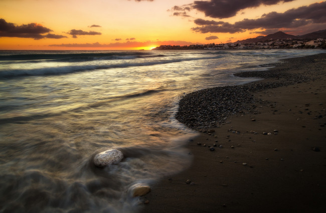 Обои картинки фото природа, восходы, закаты, пляж, океан