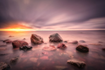 Картинка природа восходы закаты закат море камни
