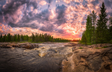 Картинка природа восходы закаты деревья река