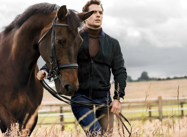 Обои картинки фото мужчины, henry cavill, лошадь