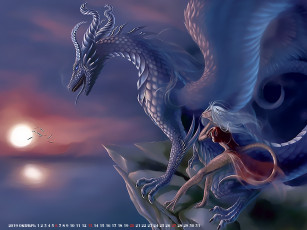 Картинка календари фэнтези существо дракон хвост calendar 2019