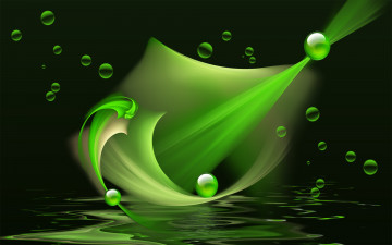 Картинка 3д графика fractal фракталы тёмный шары зелёный фон