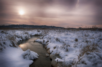 Картинка природа зима снег лес река поле