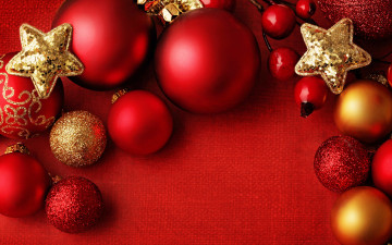 Картинка праздничные украшения шары рождество новый год red balls decoration new year christmas merry xmas