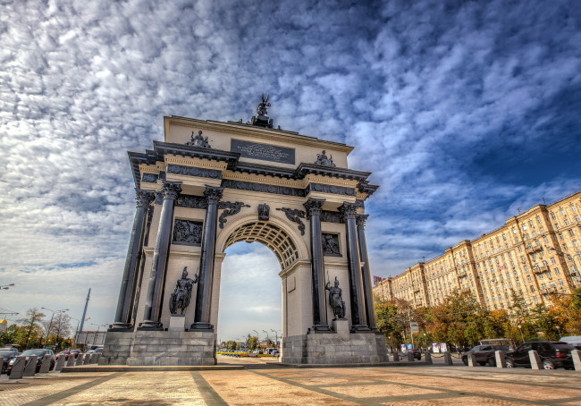 Обои картинки фото триумфальная арка, города, москва , россия, площадь, арка