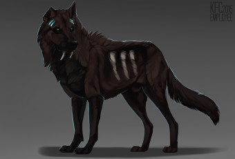 Картинка рисованное животные +волки клыки фон взгляд волк