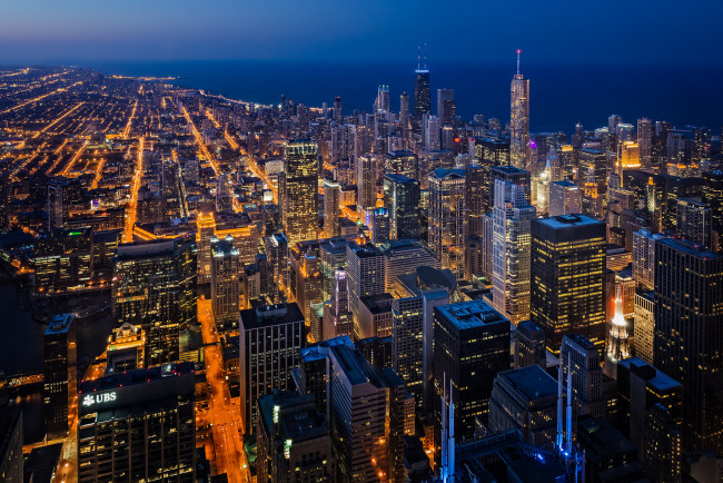 Обои картинки фото chicago,  il, города, Чикаго , сша, небоскребы, огни, ночь