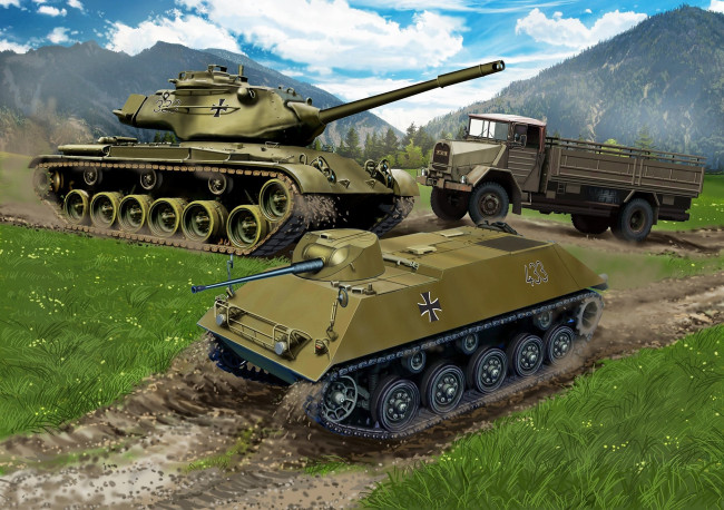 Обои картинки фото рисованное, армия, танки, автомобиль