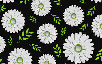 обоя векторная графика, цветы , flowers, floral, background, leaves, colorful, green, design, черный, фон, текстура, цветы